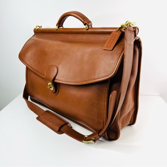 Coach British Tan 5266 Vintage Beekman Leather Brass Messenger Briefcase - Picture 5 of 13